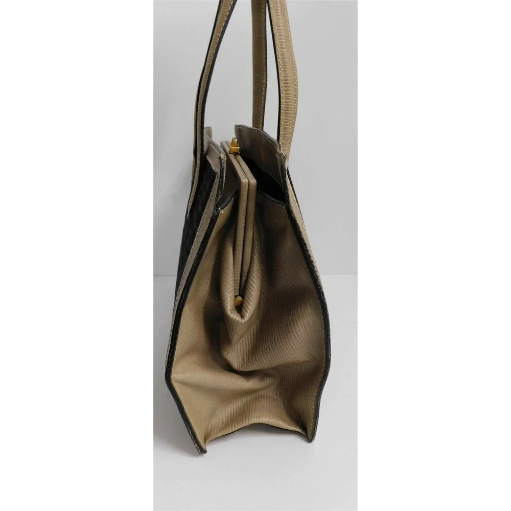 Fendi Vintage Black‎ Zucca FF Canvas Khaki Leather Shoulder Bag